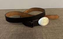 Urban Outfitters Brown Leather Belt~Silver Buckle Western VTG 59.5” Long~Small?