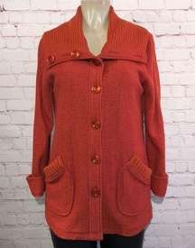 Orange Laura Ashley button up wool cardigan