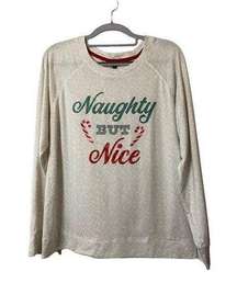 Jaclyn Intimates Christmas Naughty but Nice‎ soft leisure shirt grey pj top Sz M