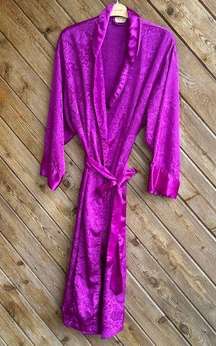 COPY - Vintage magenta purple gold label Victoria’s Secret dressing gown robe M…