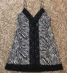 Fredericks of Hollywood vintage zebra print lace mini slip dress