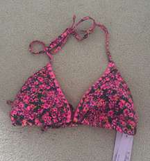 Pink Floral Bikini Top