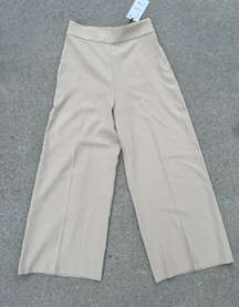 High Rise Wide Leg Tan Trouser Pants