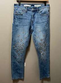 Pilcro women’s slim boyfriend embroidered jeans size 27