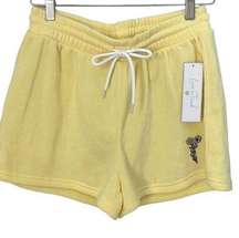 Love Streak Pull On Sweat-pant Material Shorts Embroidered Pale Yellow Size Larg