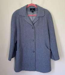 London Fog Light Blue Wool Blend Winter Over Coat ~ Women’s Size 8