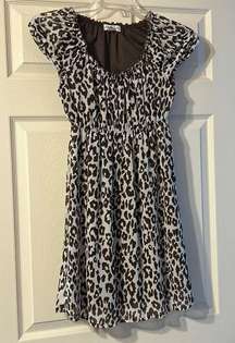 Belle Du Jour Brown & White Leopard Print Dress Small