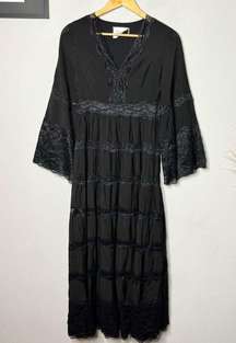 Tuckernuck Hyacinth House Dress Lace Black Lydia Boho Maxi Dress Sz XXS