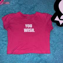 One Size Pink you wish graphic cropped baby tee top