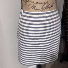 Forever New Blue & White Stripe Mini Pencil Skirt