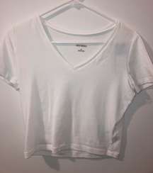 White V Neck Crop Top