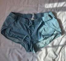 Blue Denim Wash Drawstring Shorts