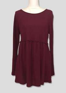 NWT Burgundy Maroon Red Ruffle Flowy Maternity Blouse Top  New