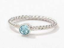 Touchstone Crystal Swarovski Company silver with aquamarine ring - size 5 - NEW