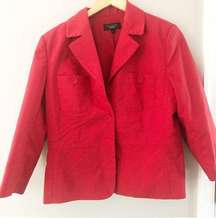 Talbots Blazer Jacket Red Button Down Size 12