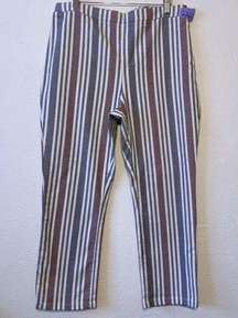 Free People Striped Mod Linen Blend Trouser Pant Size 12 NEW