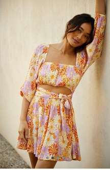 L Space Rosita Cutout Swimsuit Coverup Mini Dress Wavy Daisy Floral Large $180