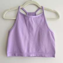 J.o&co Light Support Seamless Rib Knit Tank Top, Lilac/Lavender Tank, Size M-L