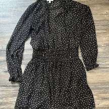 Black Dress Casual Midi By Socialite Size XS Polka Dot Brown White Coffee Bean