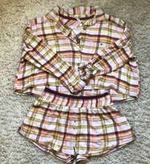 NEW Free People INTIMATELY Wrapped In Flannel Set Shirt & Shorts‎ Womens Size S