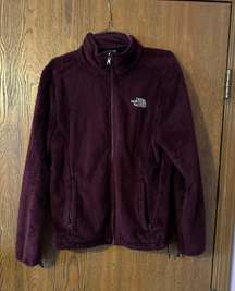 Maroon North Face Fuzzy Zip Up