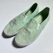 American Eagle 7W Mint Green Eyelet Canvas Slip-On Shoes