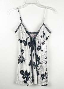 VICTORIA’S SECRET Black  White Floral Lace Trim Open Front Chest Tie Lingerie