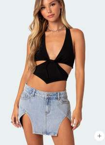 CADY TIE FRONT CUT OUT TOP -