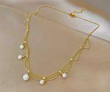 Gold Plated Pearl Necklace