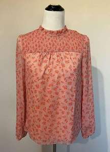 Boden NWT Janie Top Blouse Chalky Pink Daisy long sleeve size 2