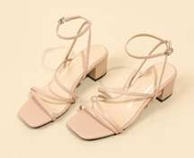 Women Minimalist Chunky Heeled Ankle Strap Sandals, Elegant Summer Heeled Sandals