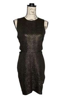 New  By Moon Collection Sexy Cutout Tank Dress Black Gold Chevron Large