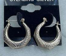 Vintage sterling silver hoops pressed design