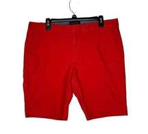 Banana Republic Women's Short Chino Flat Front Mid-Rise Stretch Plus Size Red 14