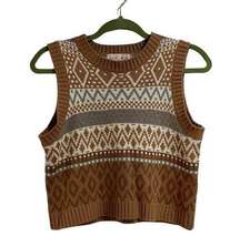 Hazel Moon Tan Knit Cropped Sweater Vest Sz M