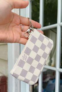 Repurposed Upcycled LV Keychain Card Holder Wallet