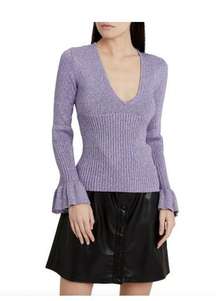 Alice McCall Metallic Knit Love Letters Knit Metallic Top Sweater Purple Size XS