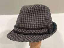 The Hatter Co Grey and Black Houndstooth Vintage Fedora Hat