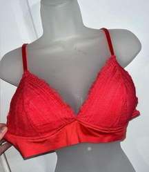 Marilyn Monroe Collection Bra Size Large Coral Red PolyestSpandex Lace Smoothing