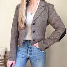 Vintage  Ralph Lauren Tweed Corduroy Elbow Patch Blazer in Chocolate Brown/Gray