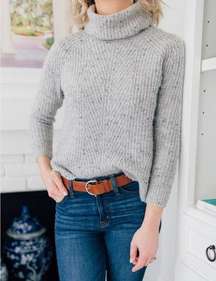 Madewell Turtleneck Cowl Neck Sweater Gray Speckled Heathered Chunky Knit