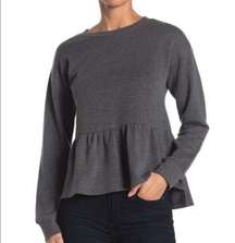 14th & union charcoal grey high low peplum sweatshirt XS