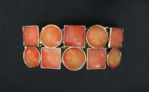 2 row Tangerine Orange Cuff Bracelet Expands