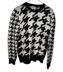 Sandro Houndstooth Sweater Black White Chunky Knit Oversized Women Medium Wool