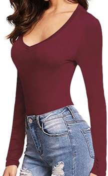 Burgundy Long Sleeve Bodysuit