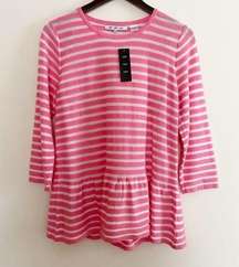 NWT eight eight eight Pink striped Peplum Top Sz M