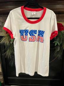 Red & White USA Ringer T-Shirt 2XL / XXL