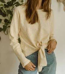 Rowe Arose Sweatshirt Cream Leopard Print Tie Front Cotton Sweatshirt