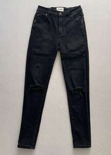 Rollas Jeans Womens 27 Black Westcoast Super Skinny Distressed Mid Rise Stretch