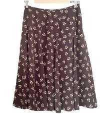 Sundance 100% Silk Midi Skirt Black With Gold Wildflower Print Women’s Size 4